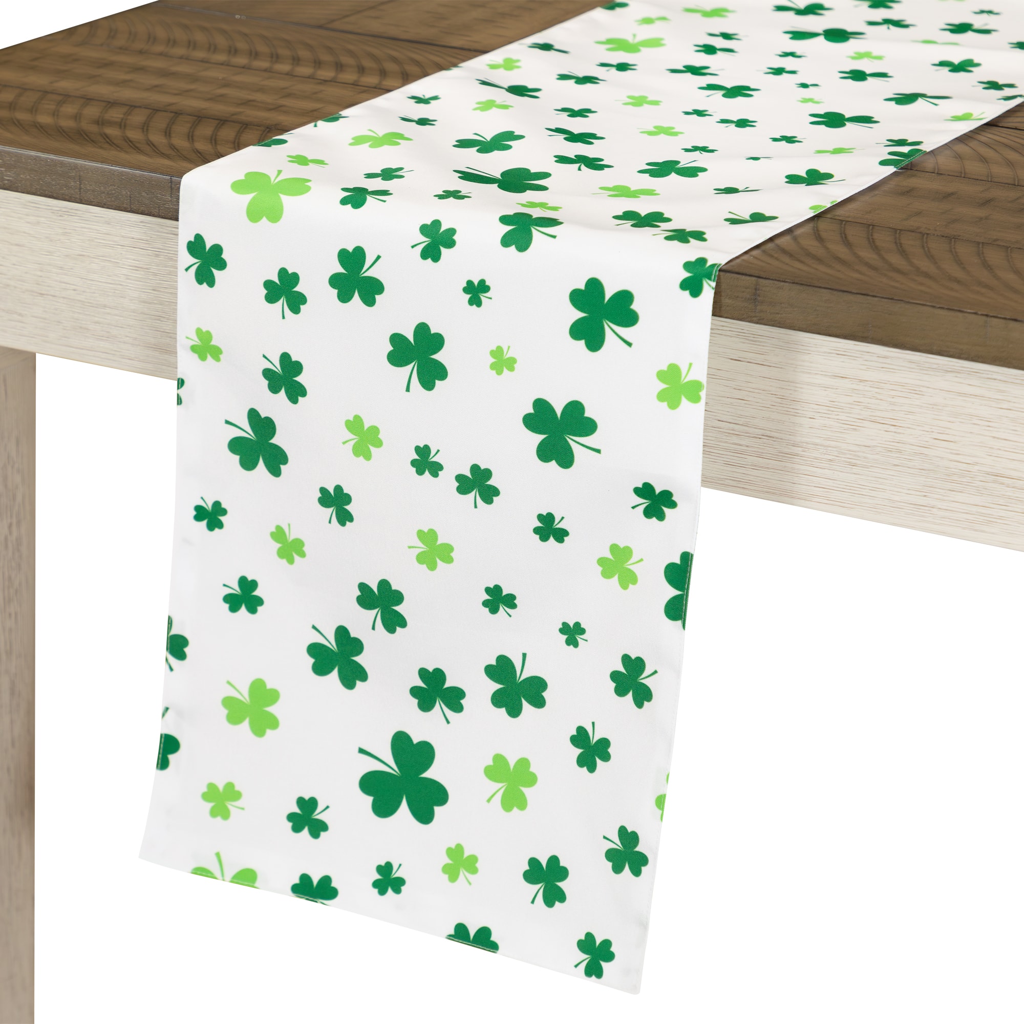 72" White & Green Shamrock St. Patrick's Day Table Runner